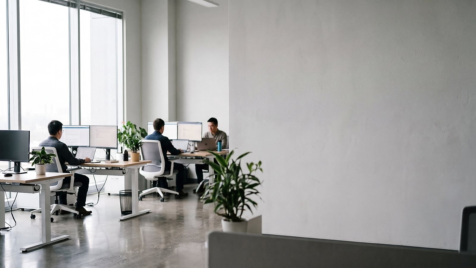 Modern logistics office workspace with operations staff coordinating shipments